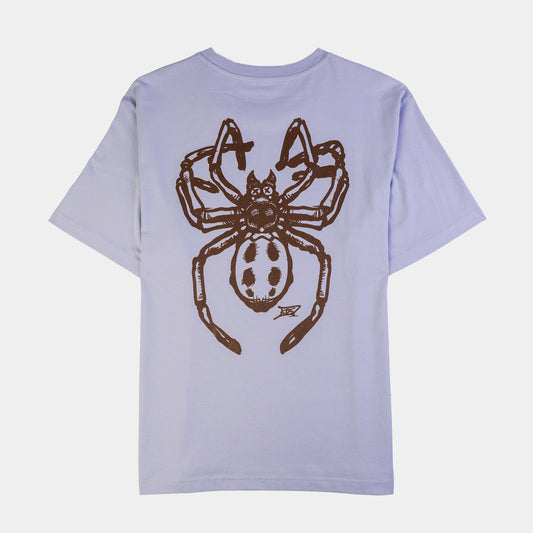 BLUE T-SHIRT WITH GRAPHICS: A VARIETY OF SPIDER DESIGN IN PREMIUM ORGANIC COTTON